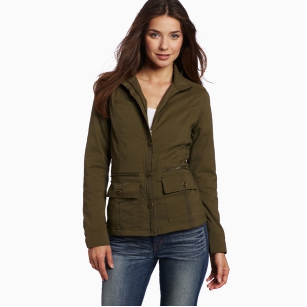 PrAna Lydia Zip Front Jacket. Olive Green. Size S